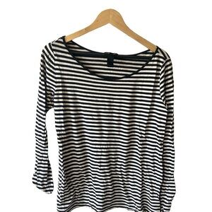 Black and White Striped Women's Top